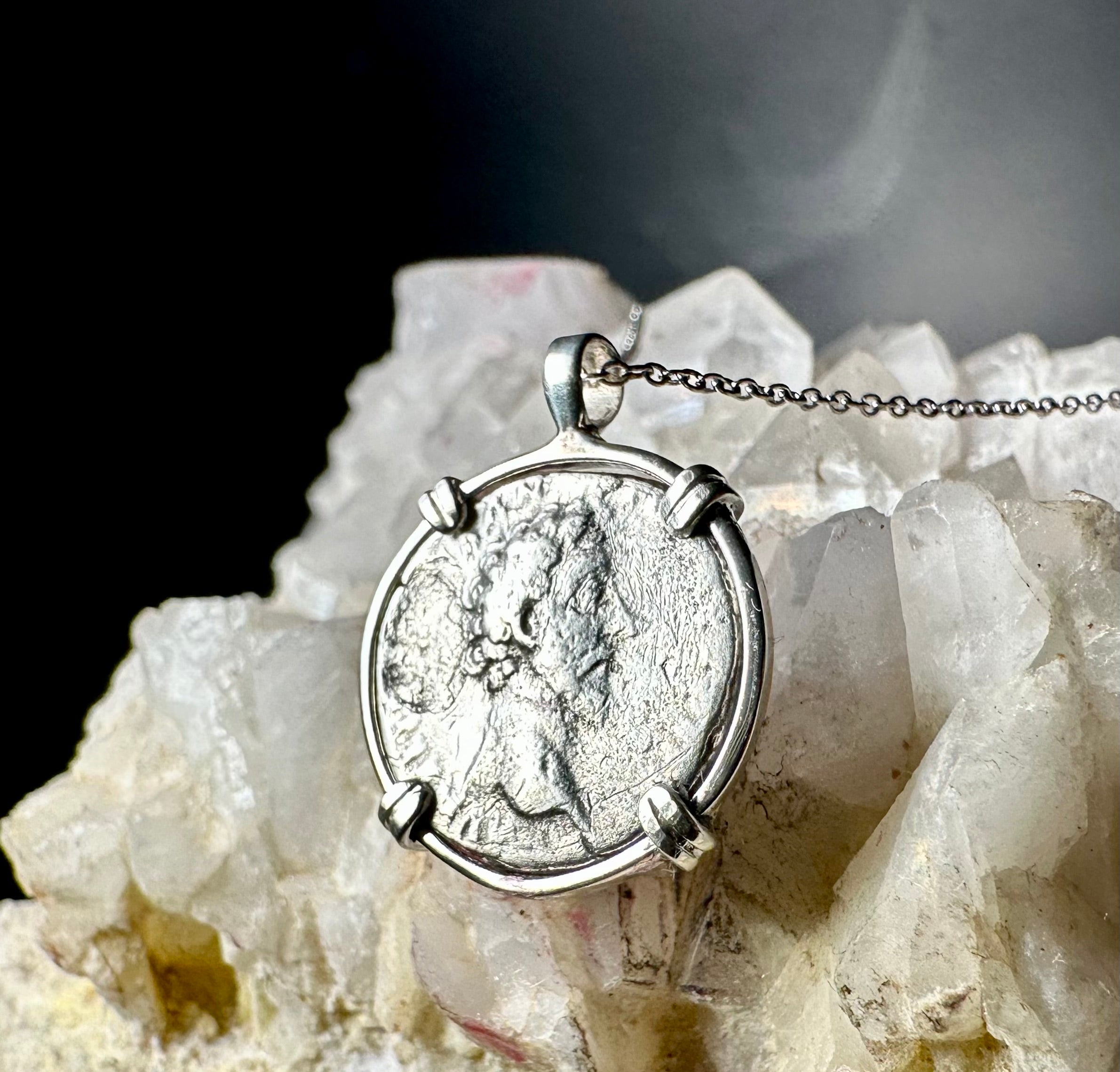 Ancient Roman Marcus Aurelius Denarius in sterling silver pendant