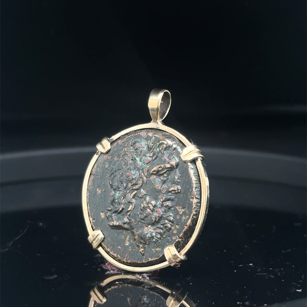 Ancient Greek Zeus and Eagle 14k yellow gold filled pendant