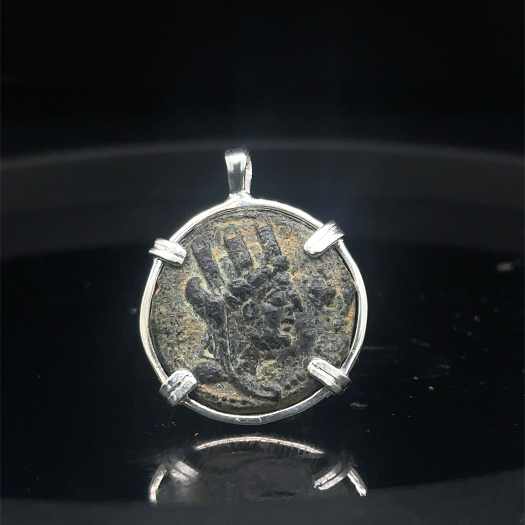 Ancient Greek Tyche (goddess of luck) and Athena coin in sterling silver