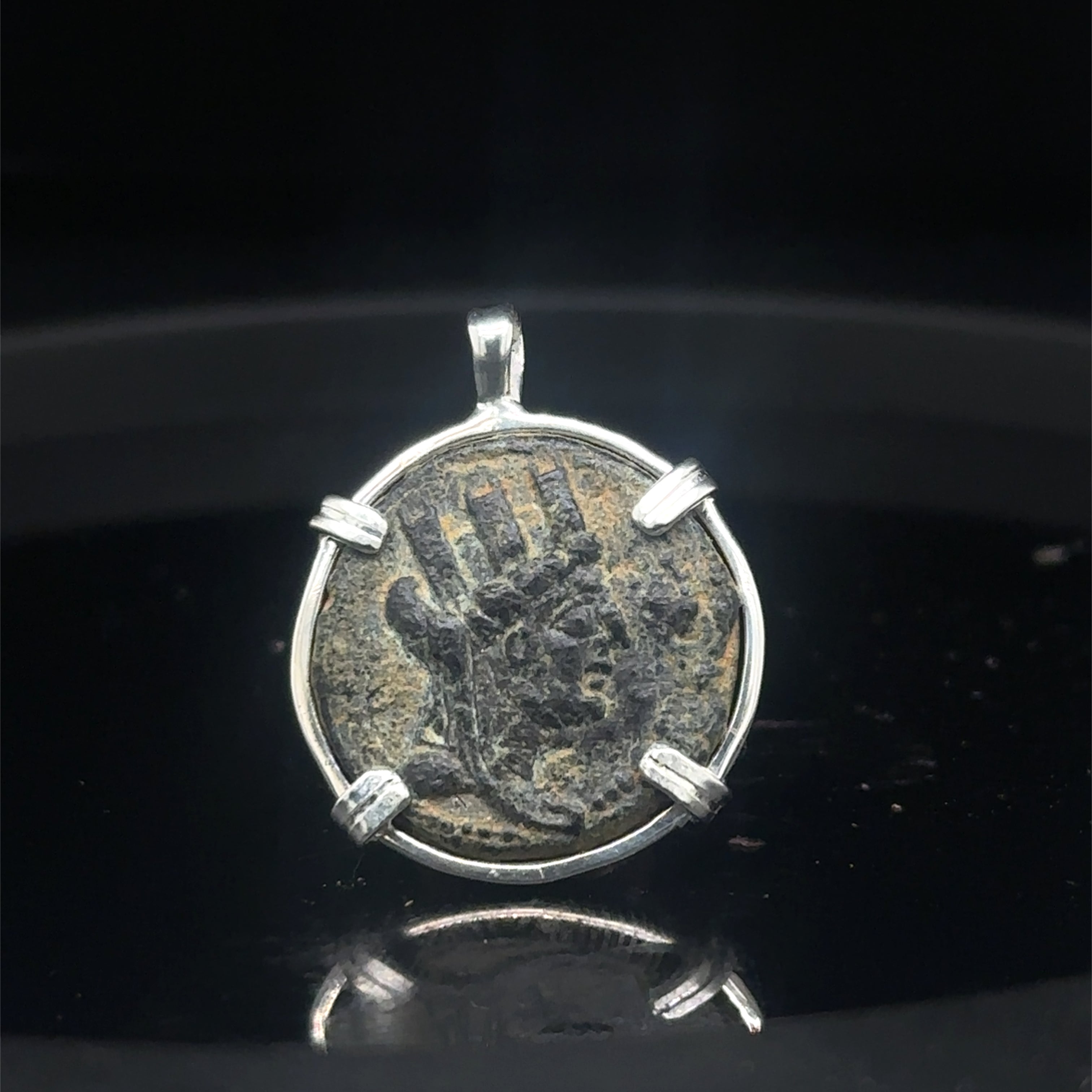 Ancient Greek Tyche (goddess of luck) and Athena coin in sterling silver