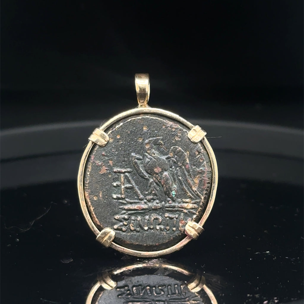 Ancient Greek Zeus and Eagle 14k yellow gold filled pendant