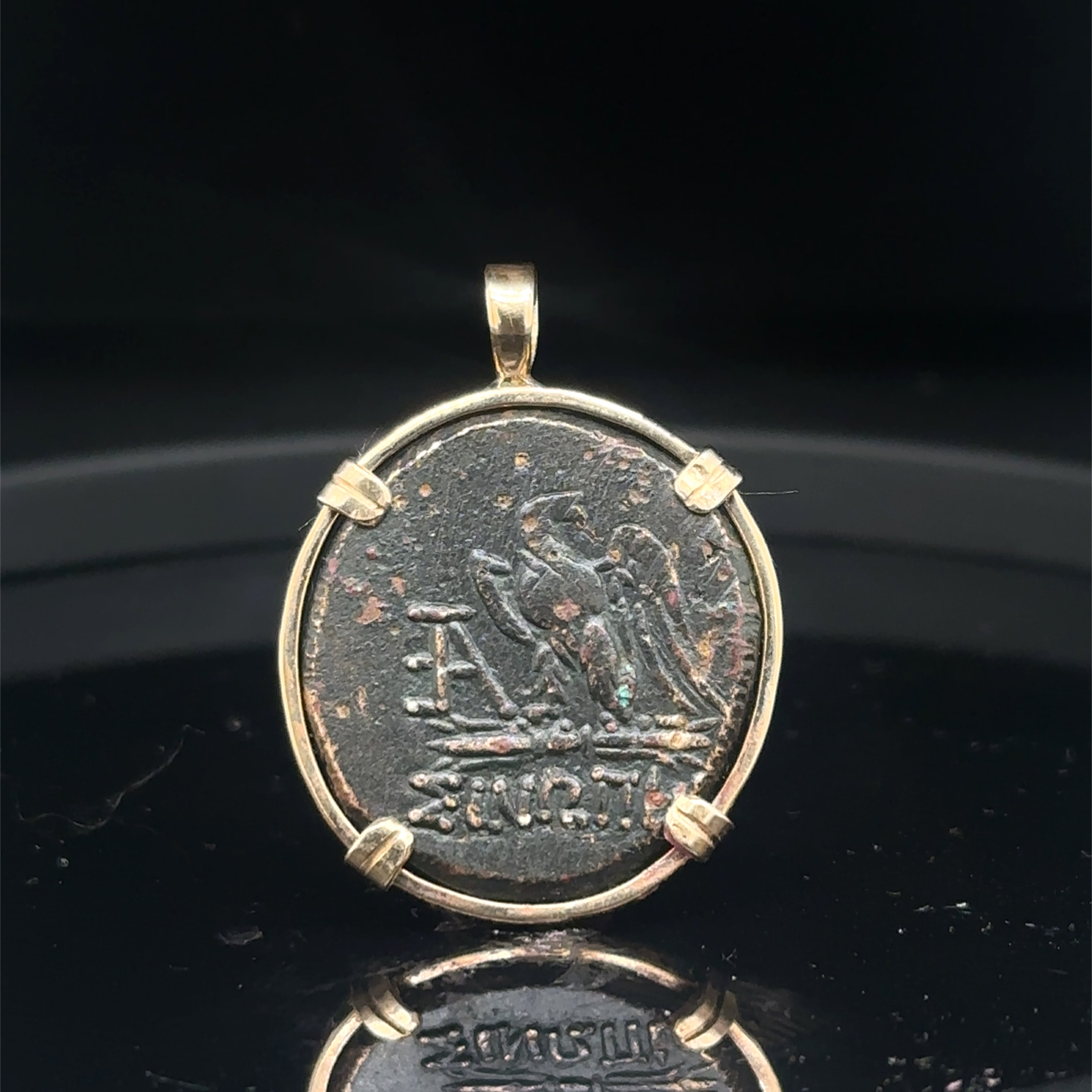 Ancient Greek Zeus and Eagle 14k yellow gold filled pendant