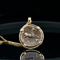 Ancient Greek Horse coin in 14k yellow gold filled pendant