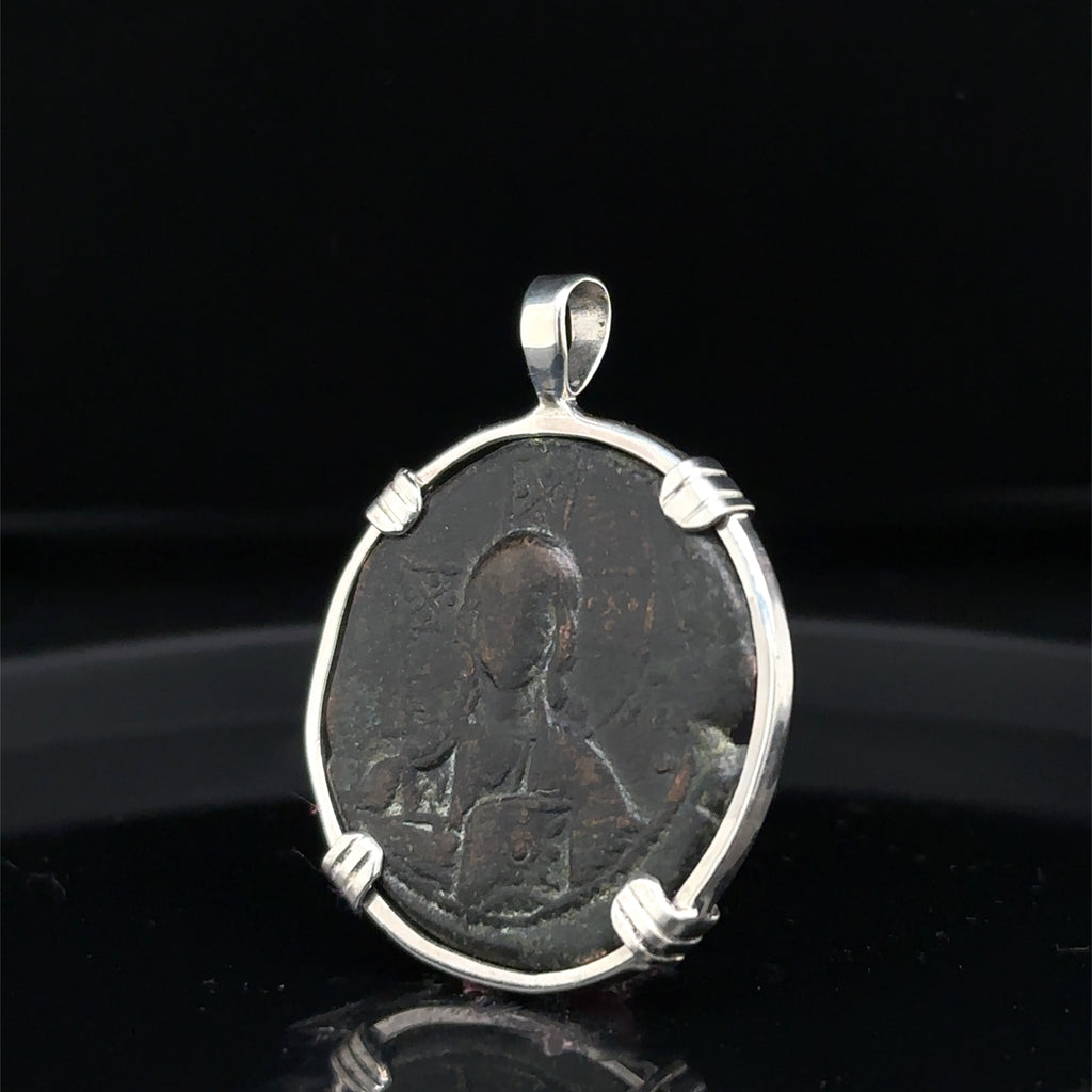 Byzantine Jesus Christ “Jesus Christ King of kings” inscription coin in sterling silver pendant