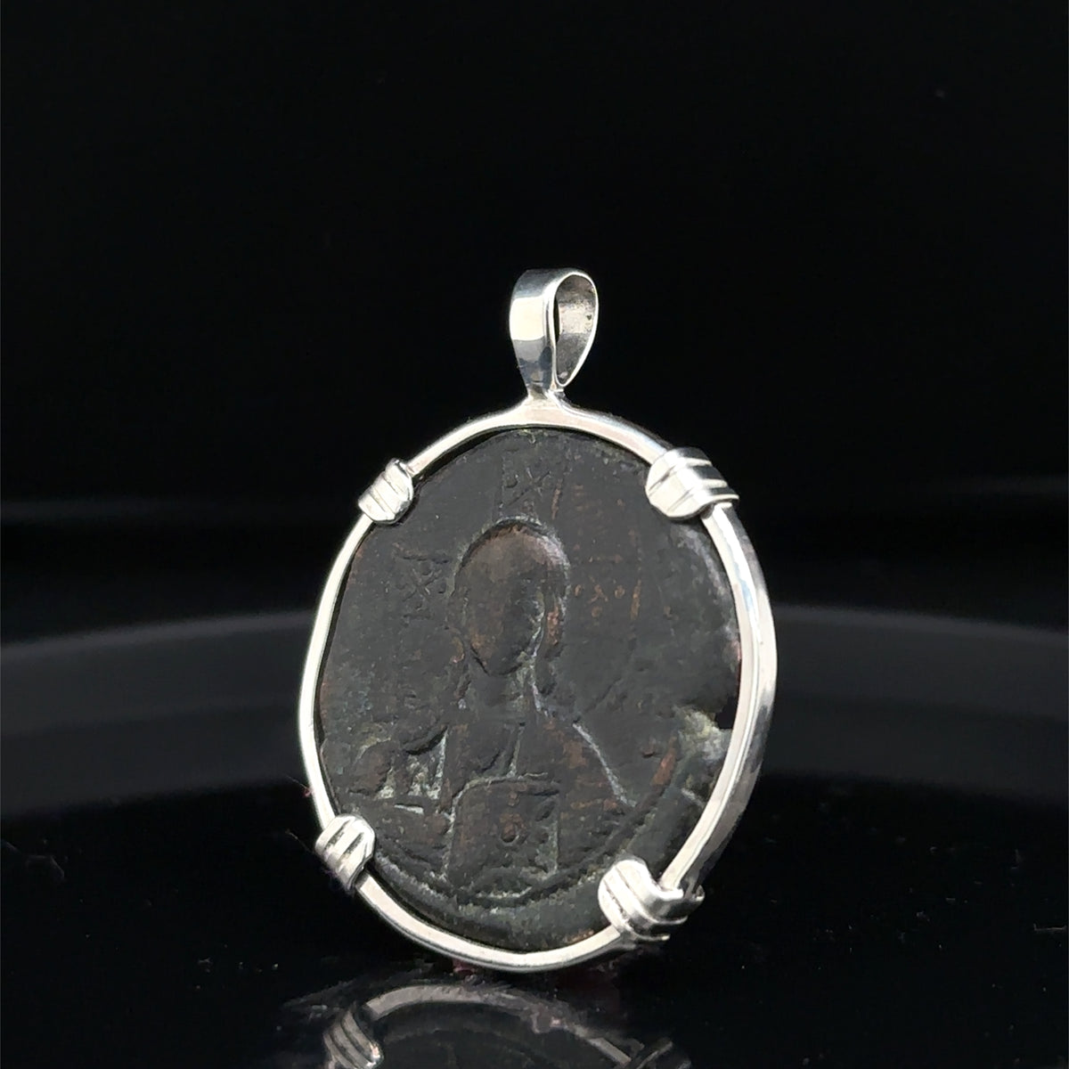 Byzantine Jesus Christ “Jesus Christ King of kings” inscription coin in sterling silver pendant