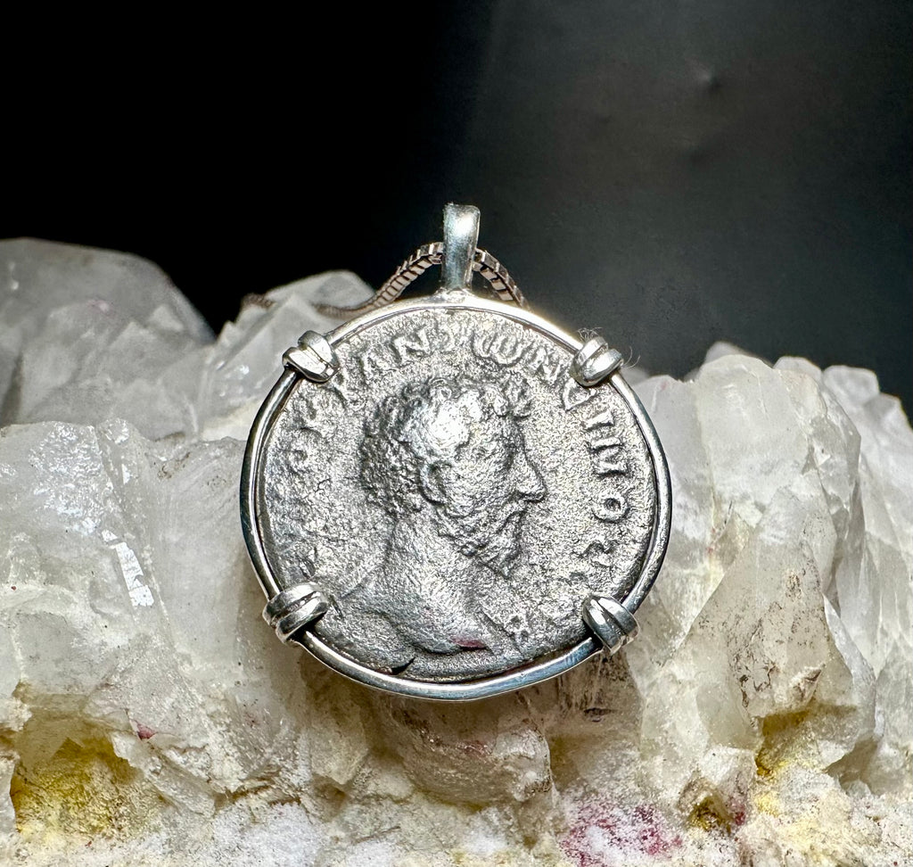 Marcus Aurelius silver Didrachm in sterling silver pendant