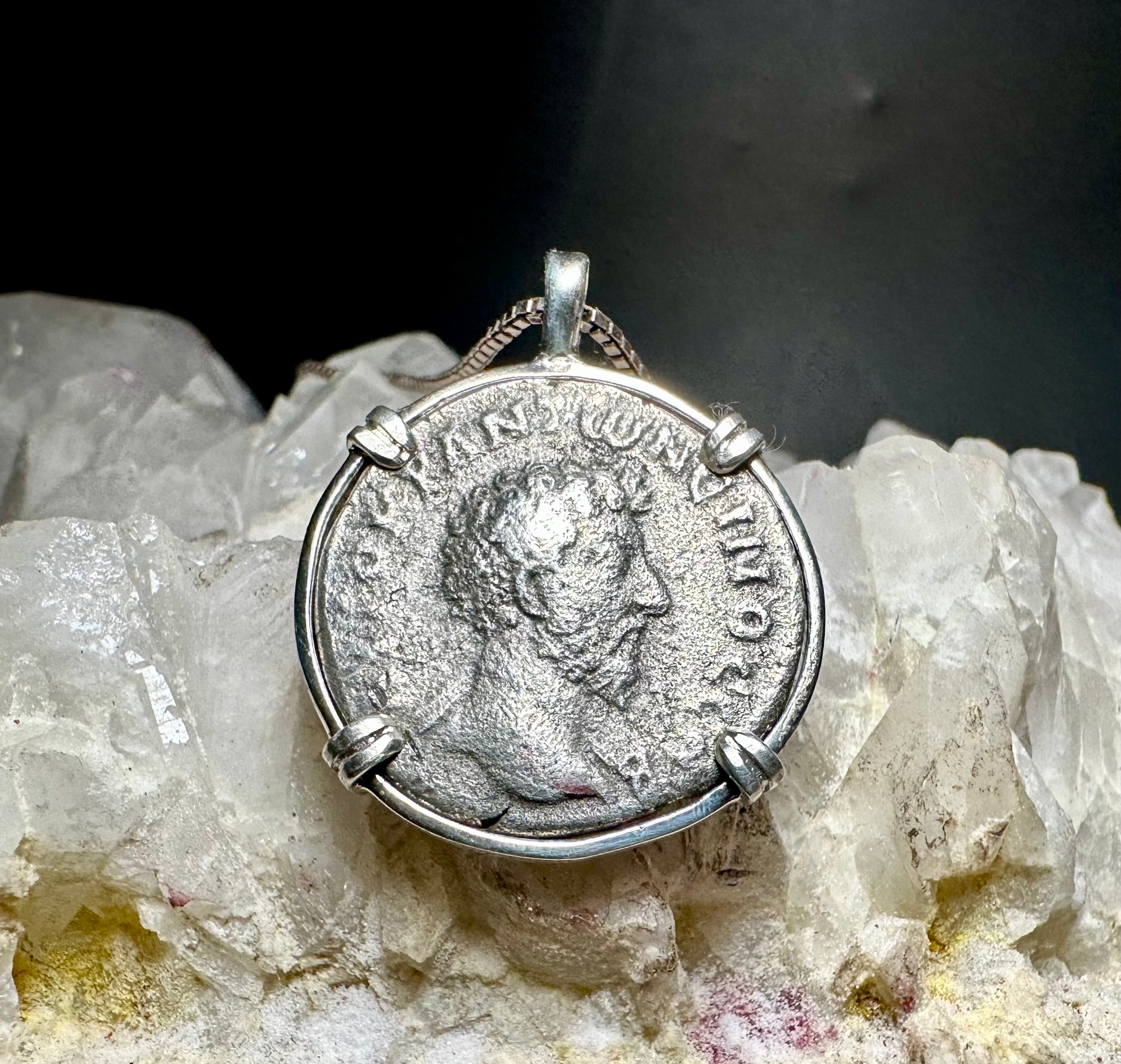 Marcus Aurelius silver Didrachm in sterling silver pendant