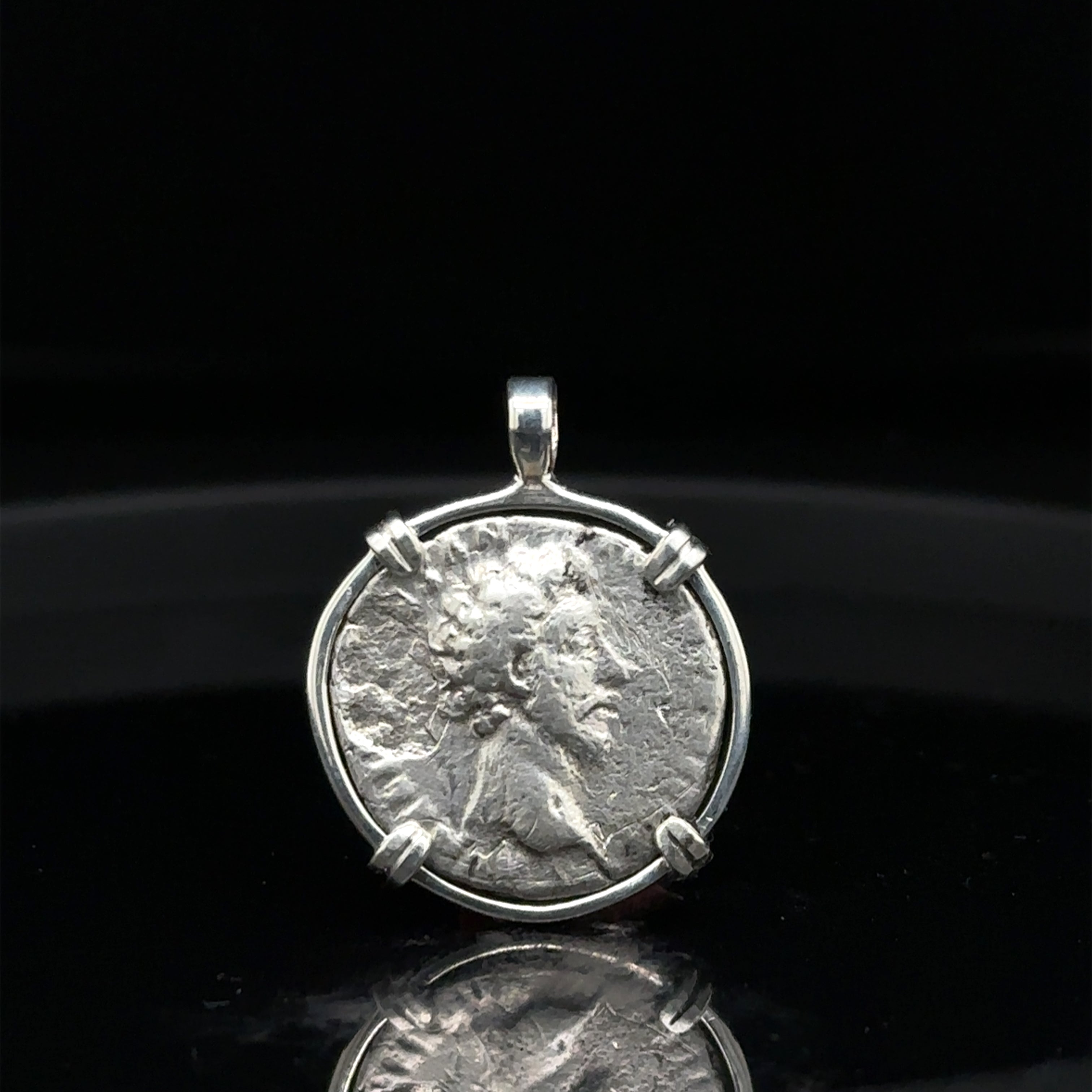 Ancient Roman Marcus Aurelius Denarius in sterling silver pendant