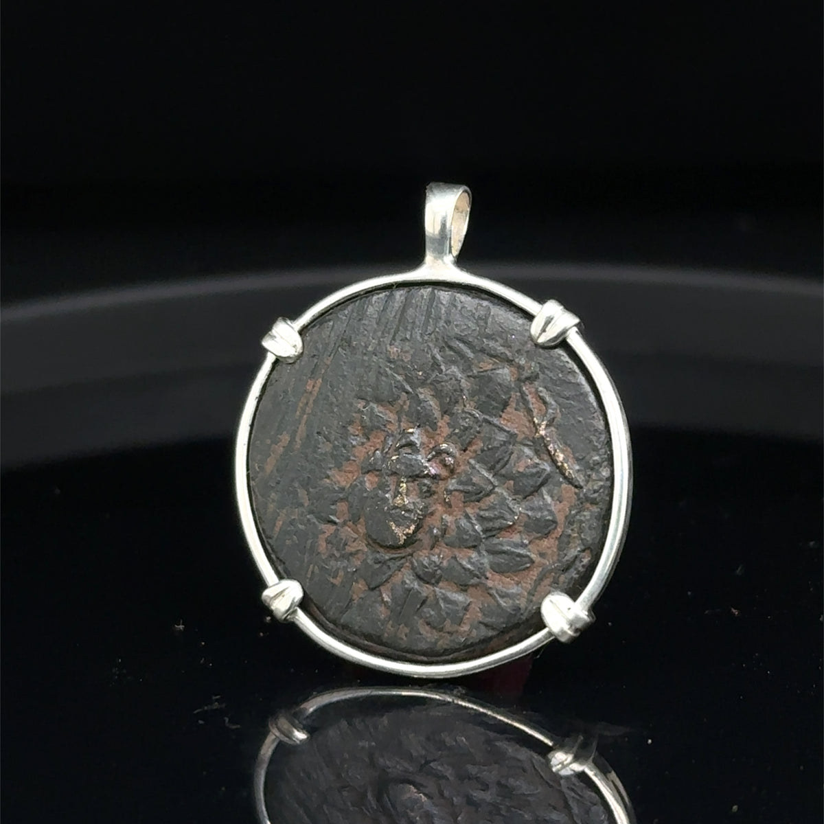 Ancient Greek Medusa and Nike coin in sterling silver pendant