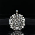 Medieval Christian Lion and Cross coin with “By the Will of God” inscription in sterling silver pendant
