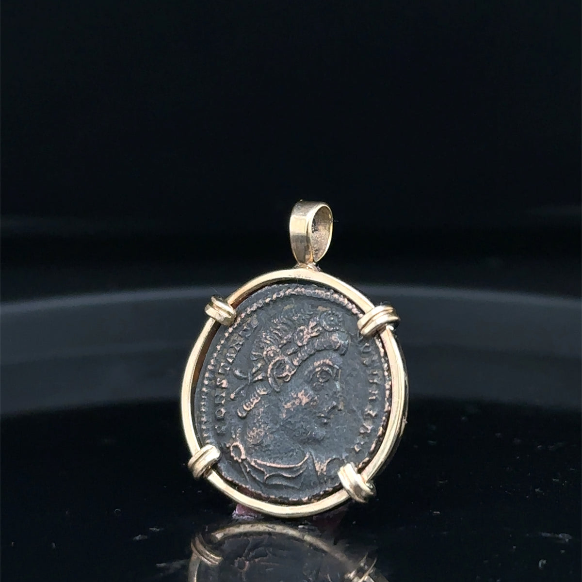 Ancient Roman Constantine The Great Coin in 14k Yellow Gold Filled Pendant