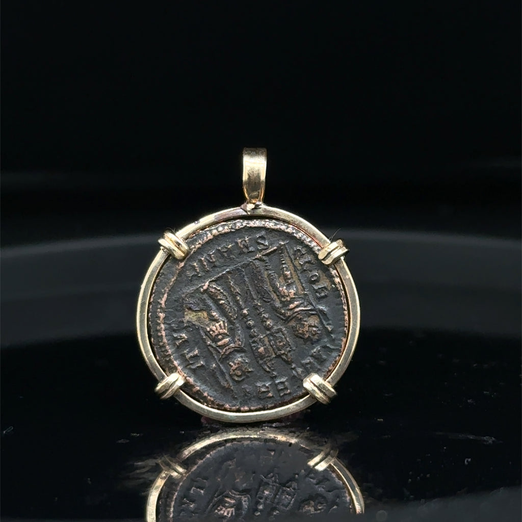 Ancient Roman Constantine The Great Coin in 14k Yellow Gold Filled Pendant