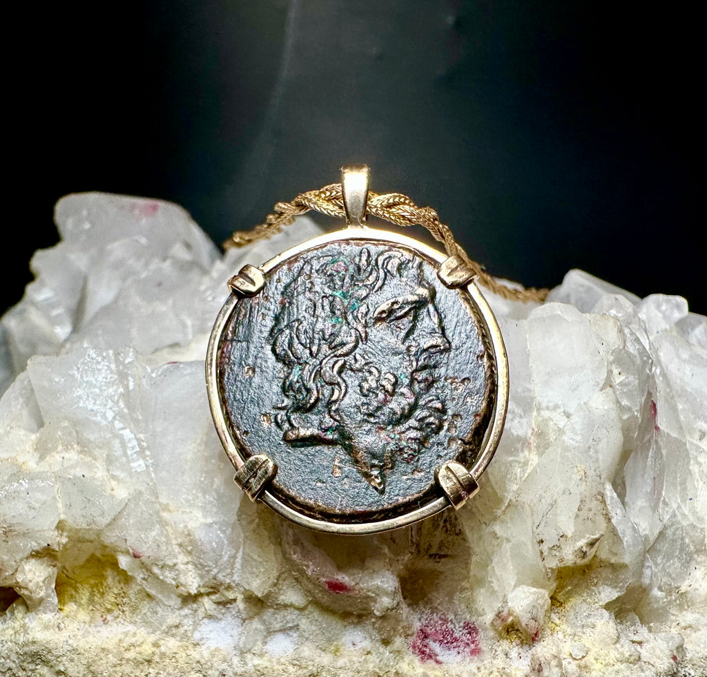 Ancient Greek Zeus and Eagle 14k yellow gold filled pendant