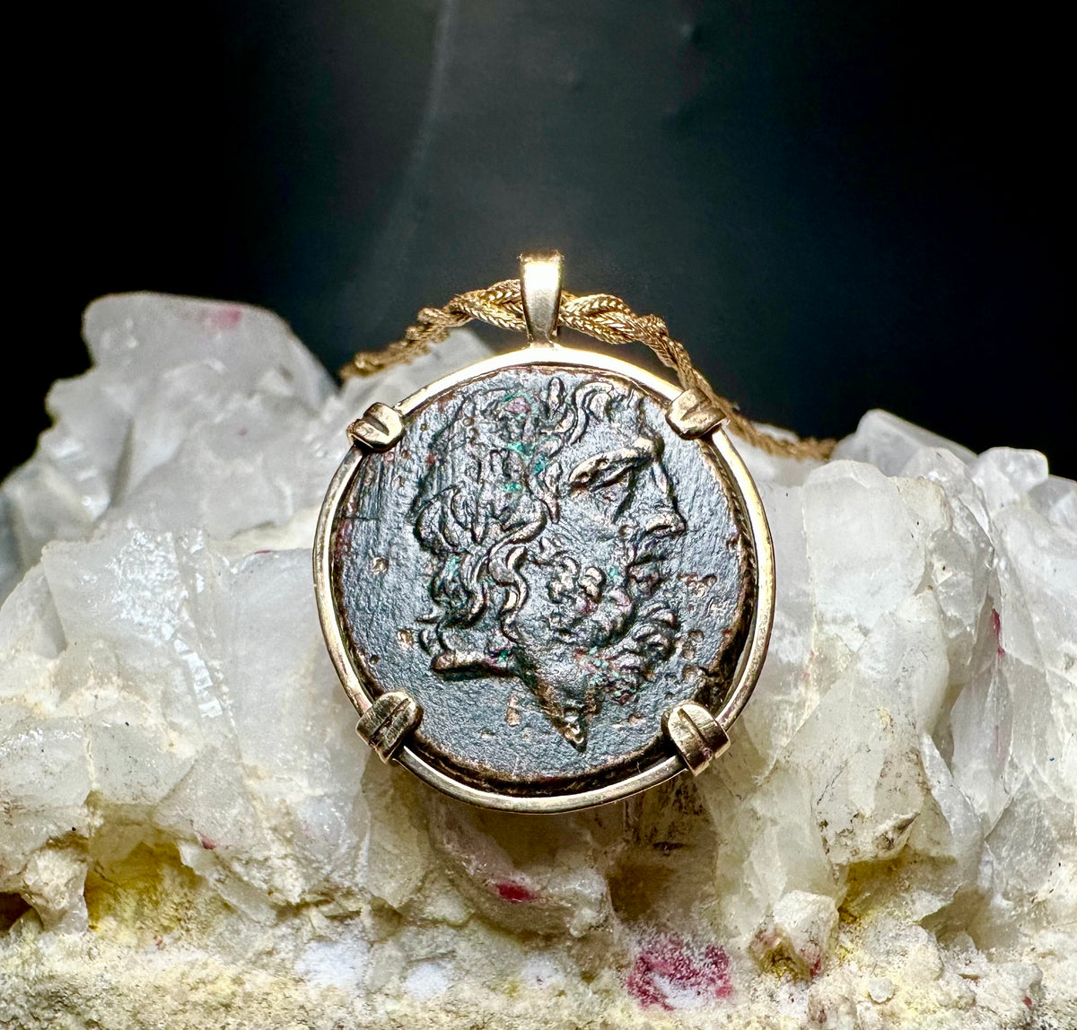 Ancient Greek Zeus and Eagle 14k yellow gold filled pendant