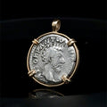 Marcus Aurelius silver Didrachm in 14k yellow gold filled pendant