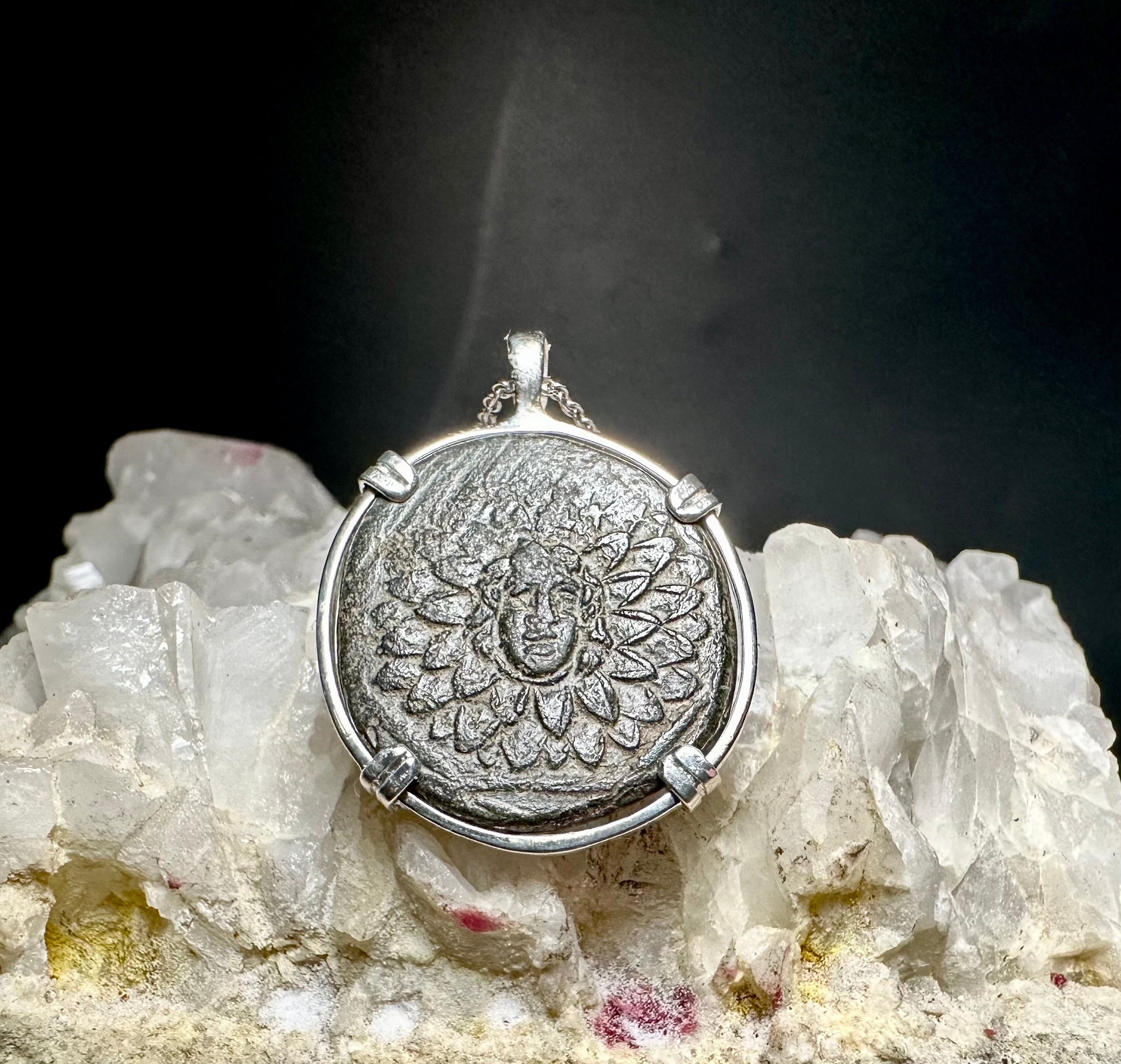 Ancient Greek Medusa and Nike in Sterling silver pendant