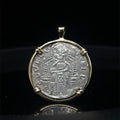 Genuine 14th Cent Jesus Christ and St Mark Coin in hand made solid gold pendant