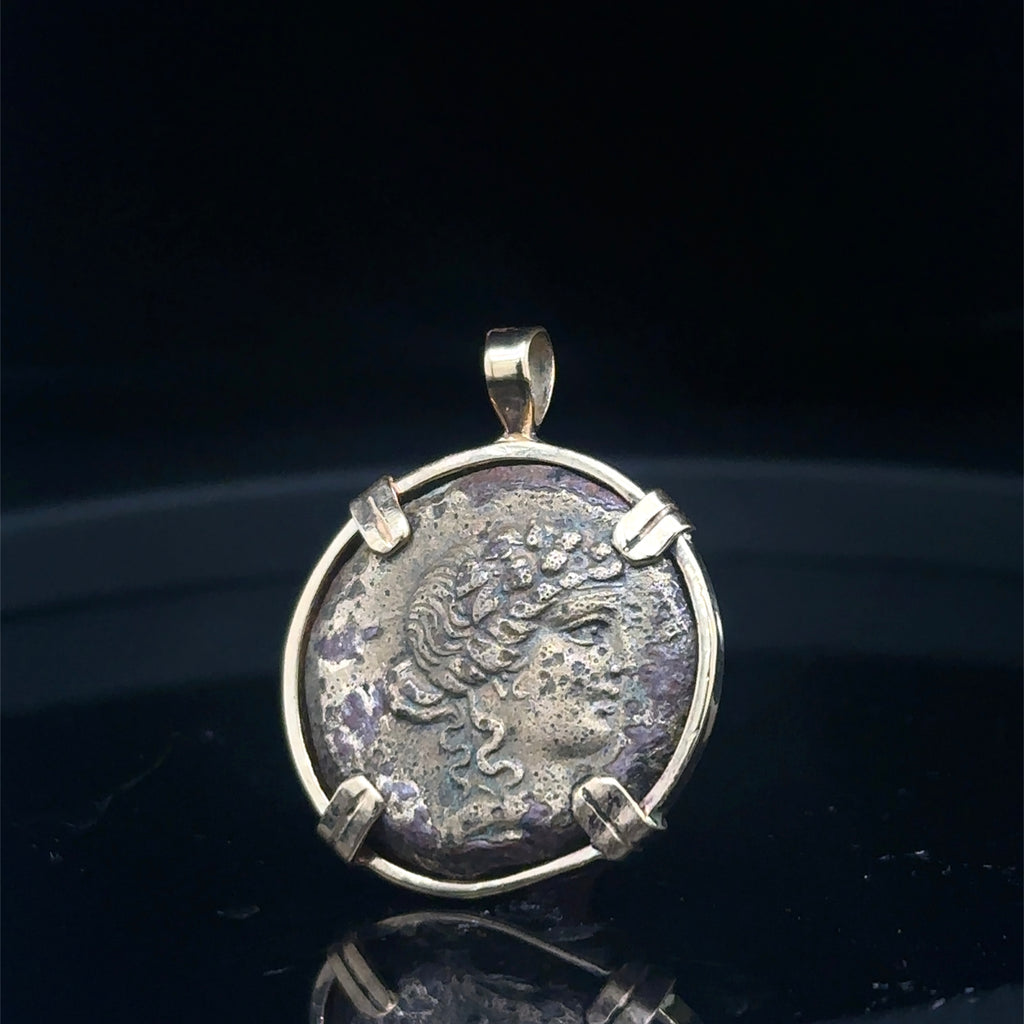 Ancient Greek Dionysus and centaur coin in 14k yellow gold filled