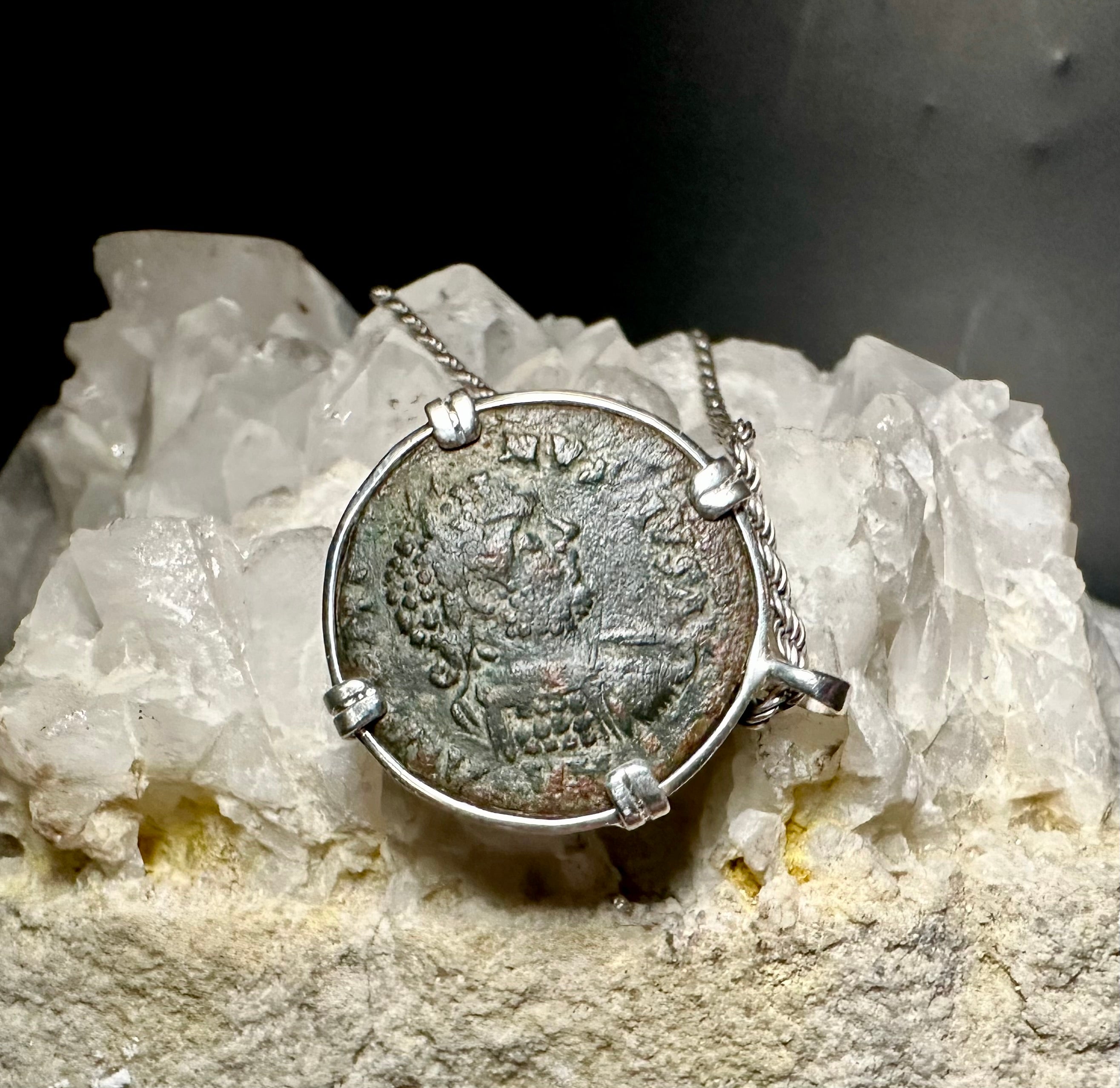 3rd century Ancient Roman Horse coin in sterling silver pendant