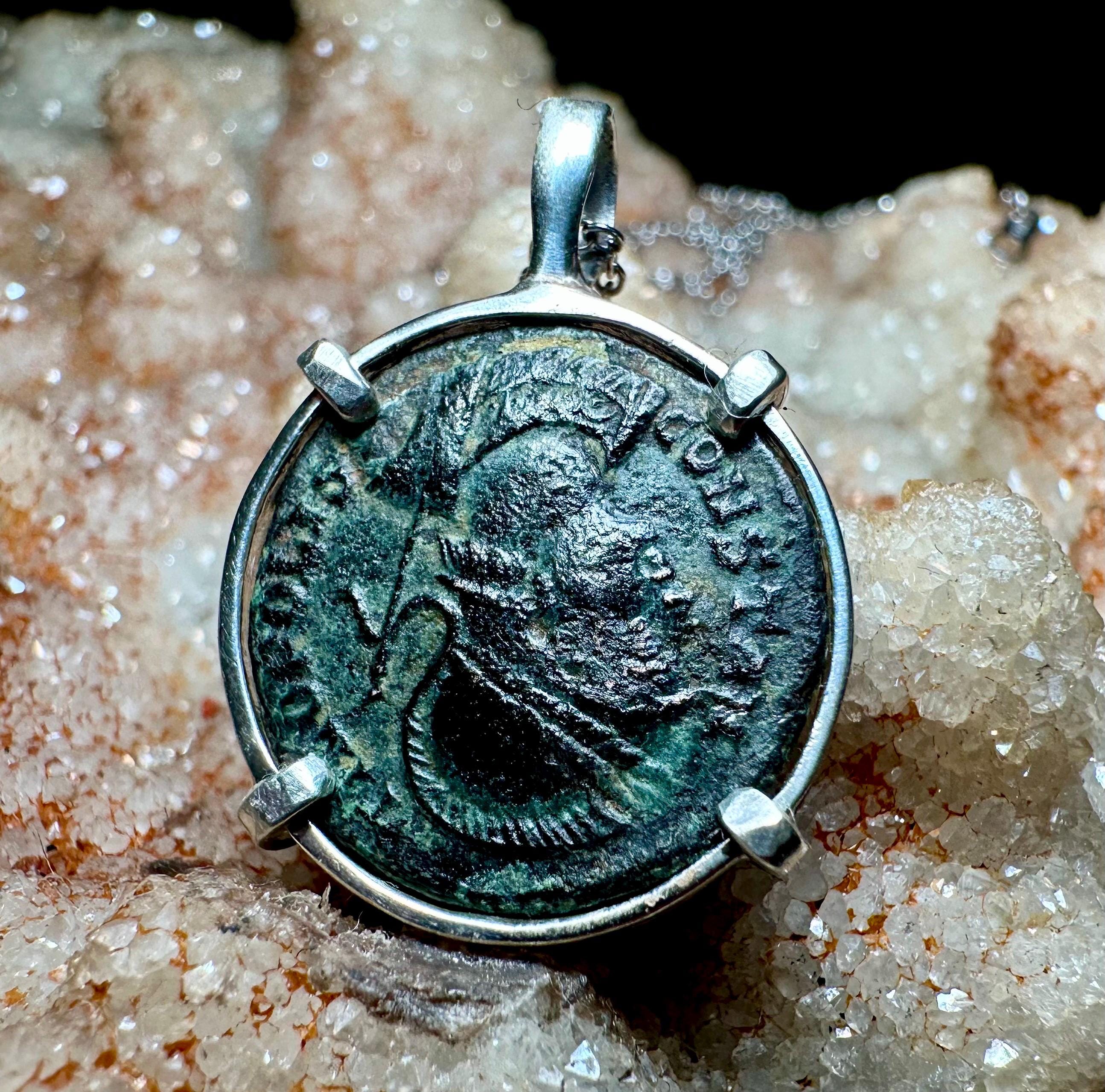 Genuine 4th century Roman Coin of Victory sterling silver pendant