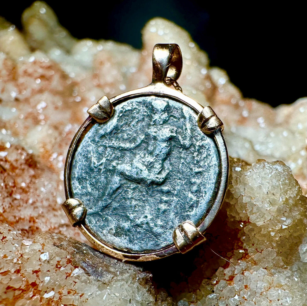 Genuine Alexander the Great Drachm in 14k yellow gold filled Pendant