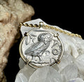 Genuine Ancient Greek Athena and Owl coin in hand made solid gold pendant