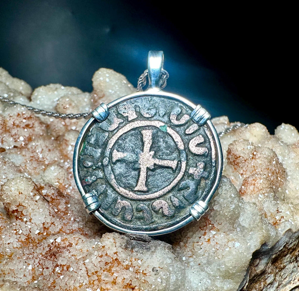 Genuine 13th Century Christian Cross Crusader coin in pendant