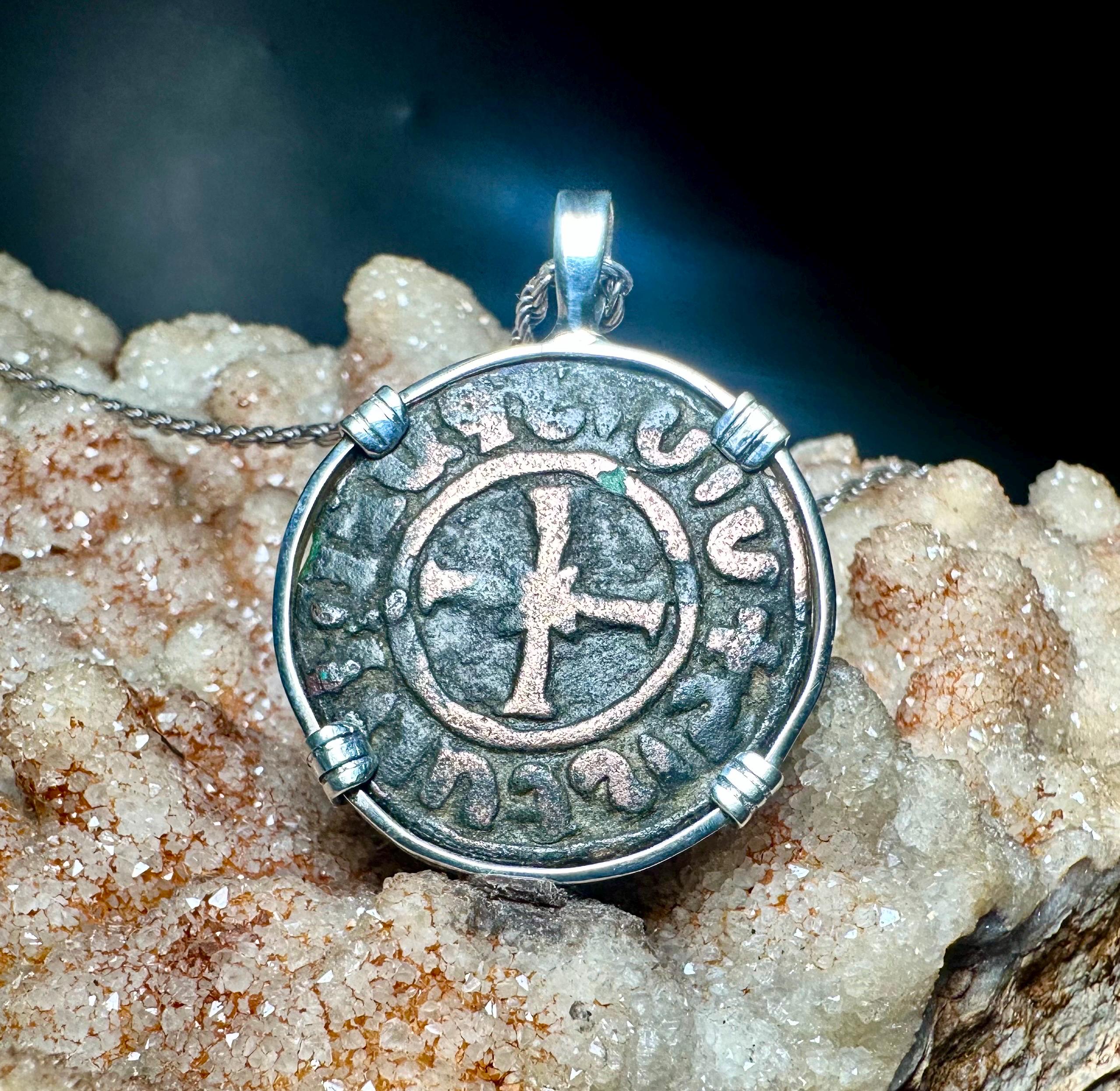 Genuine 13th Century Christian Cross Crusader coin in pendant