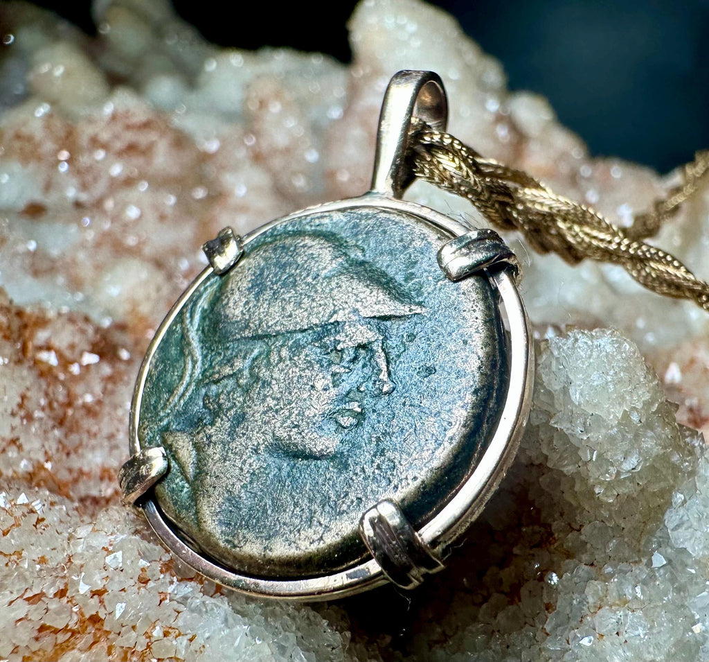 Genuine Ancient Greek Ares Coin Pendant, 14k Gold Filled, 1st Century BC