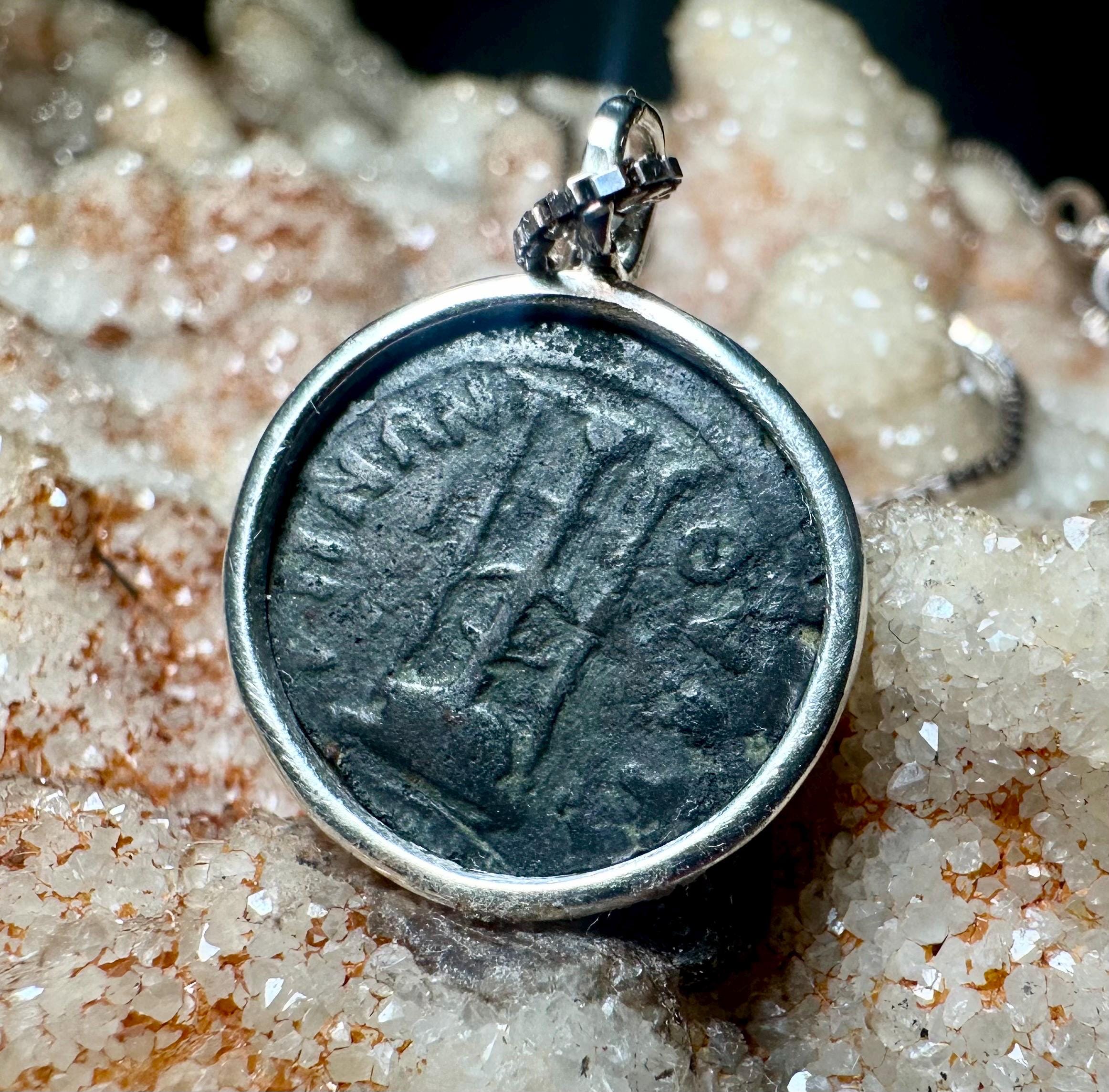 Genuine 2nd century AD Ancient Hercules coin in sterling silver pendant