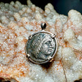 Genuine 4th century BC Apollo and Lion coin in 14k yellow gold filled pendant