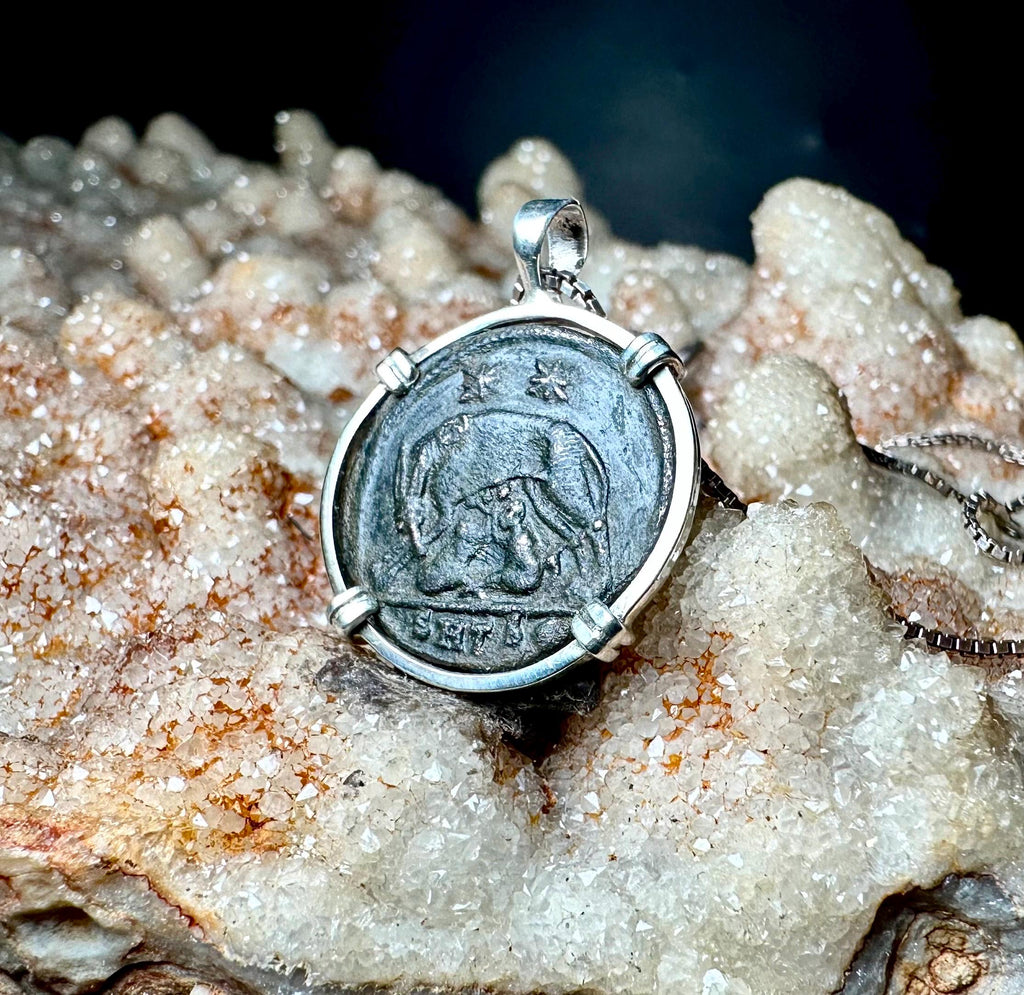 Genuine 4th Century Roman Constantine The Great coin pendant in sterling silver