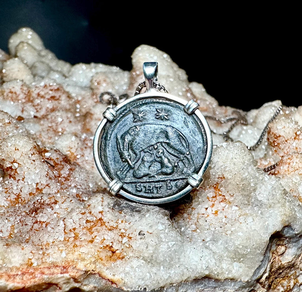 Genuine 4th Century Roman Constantine The Great coin pendant in sterling silver