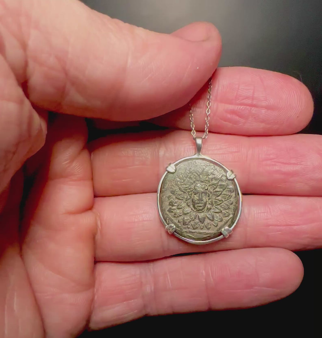 Ancient Greek Medusa and Nike in Sterling silver pendant