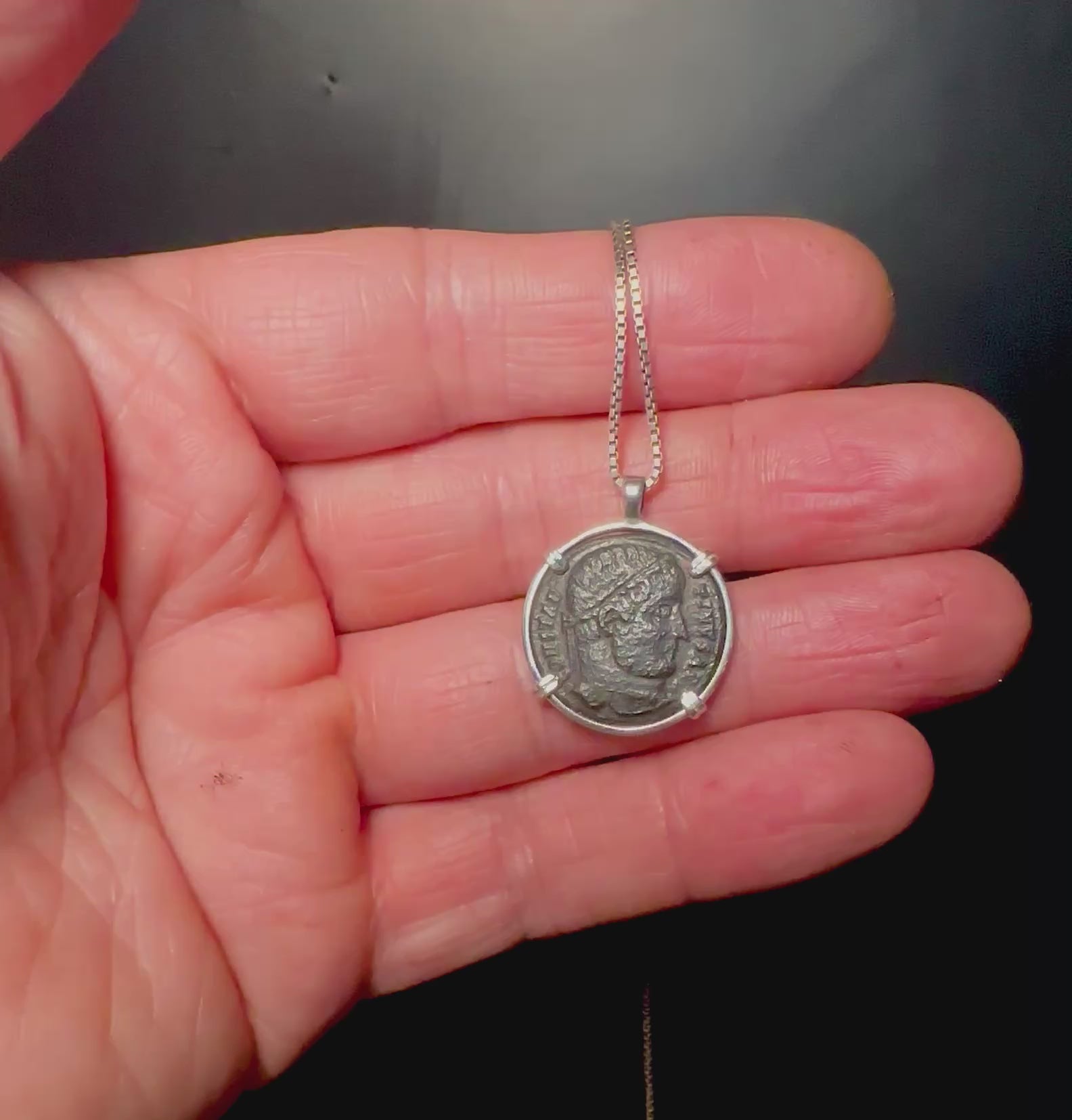 Constantine the Great ancient Roman coin in sterling silver pendant