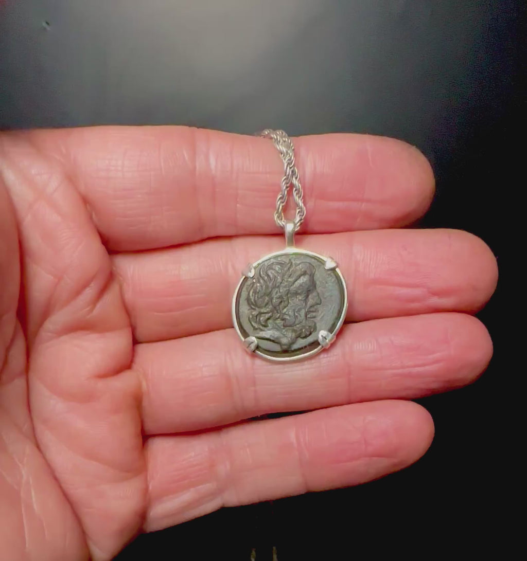 Genuine 1st century BC Ancient Greek Zeus coin pendant