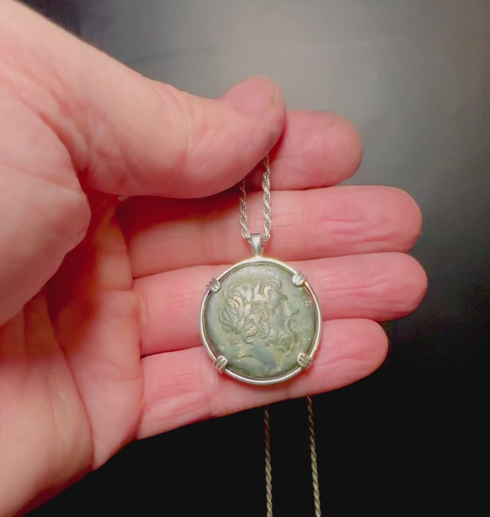 Large Ancient Greek Zeus and Eagle Coin in sterling silver pendant