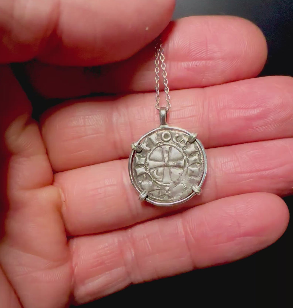 12th century Templar Christian Crusades coin in Sterling Silver Pendant