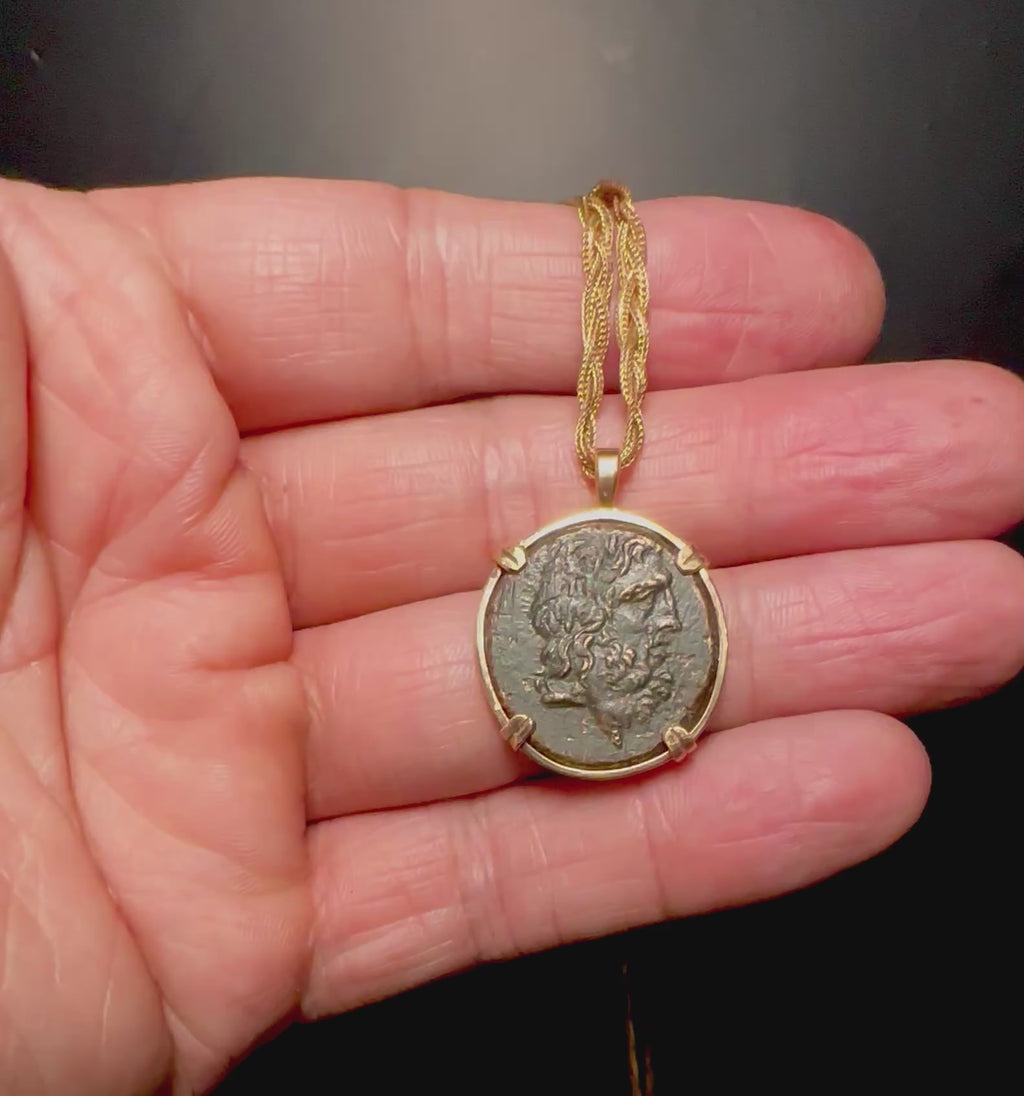 Ancient Greek Zeus and Eagle 14k yellow gold filled pendant