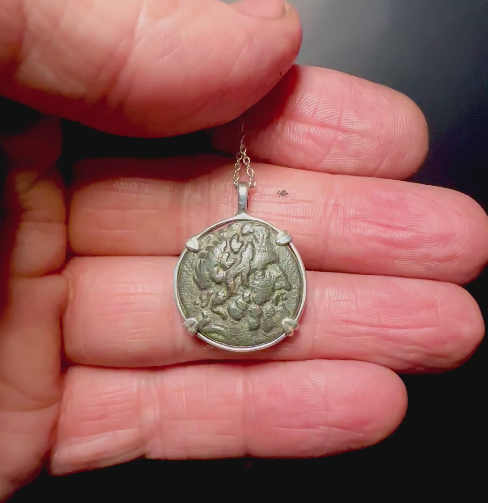 Ancient Greek Zeus and Artemis coin in sterling silver