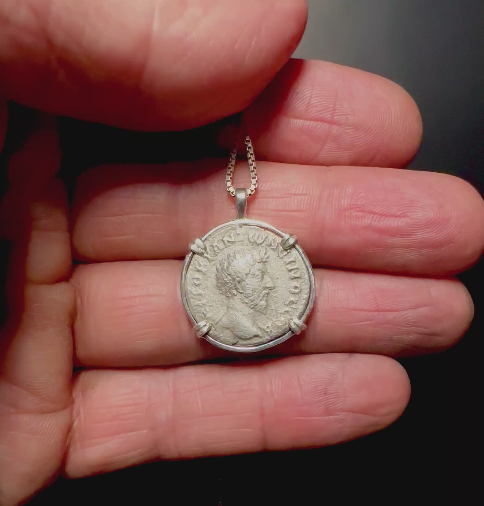 Marcus Aurelius silver Didrachm in sterling silver pendant