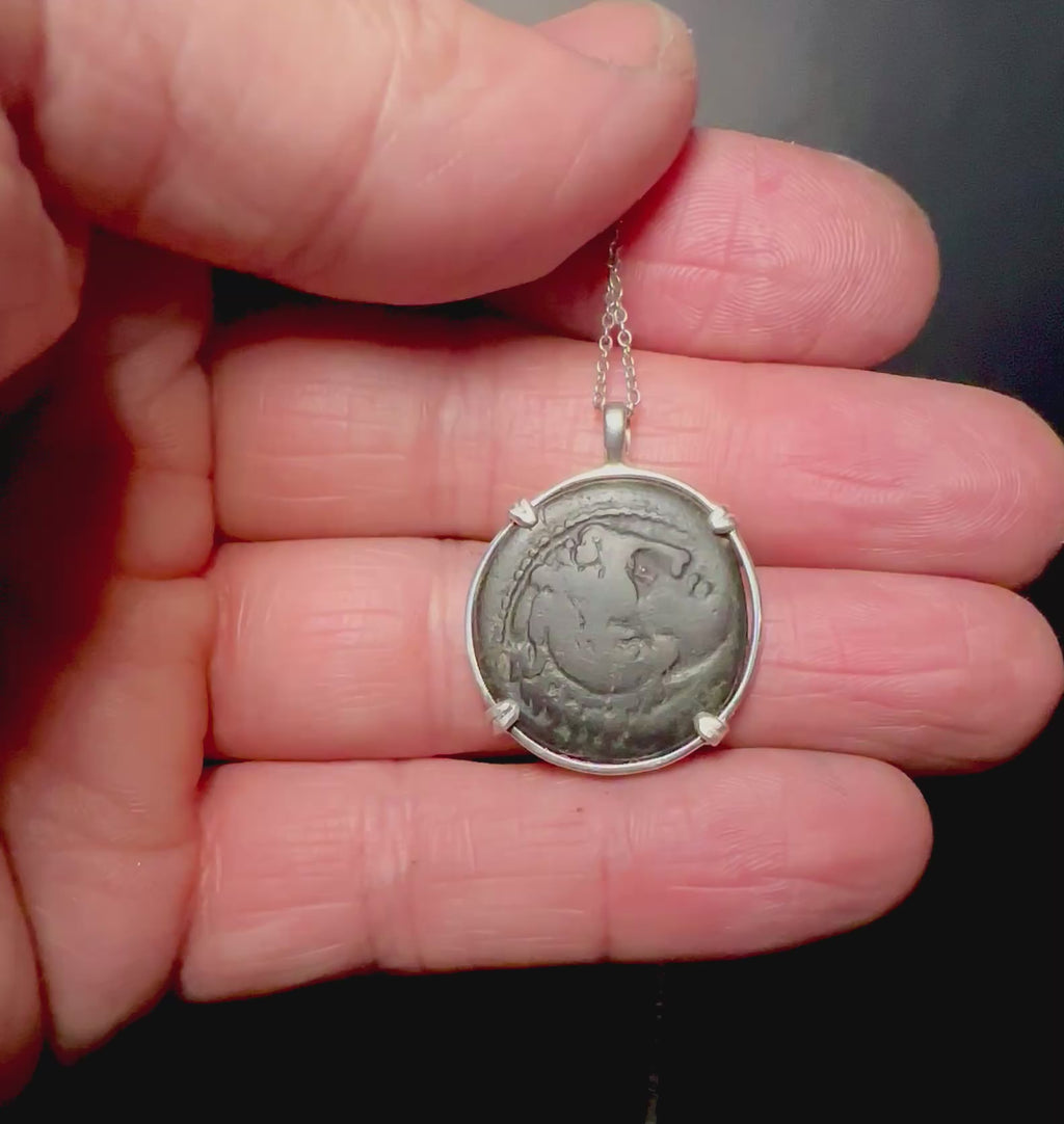 Alexander the Great coin in sterling silver pendant